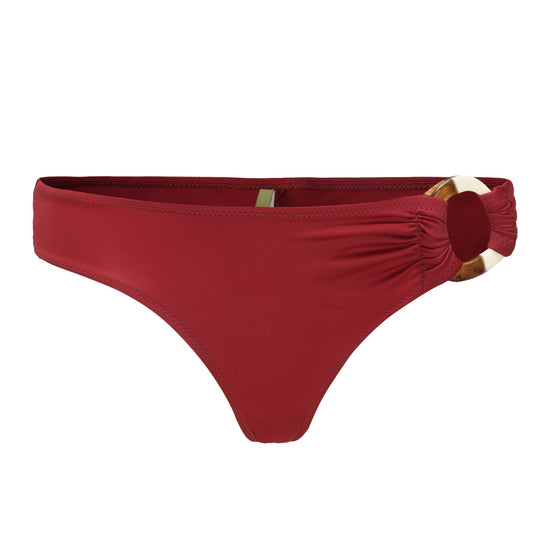Burgundy Asymmetrical Bikini Bottom