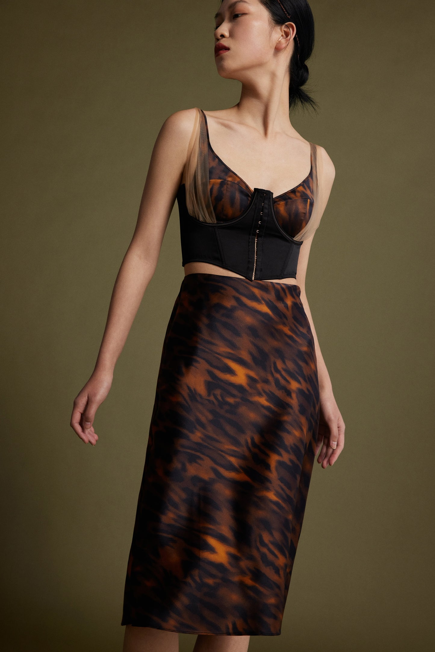 Leopard-print Silk Skirt
