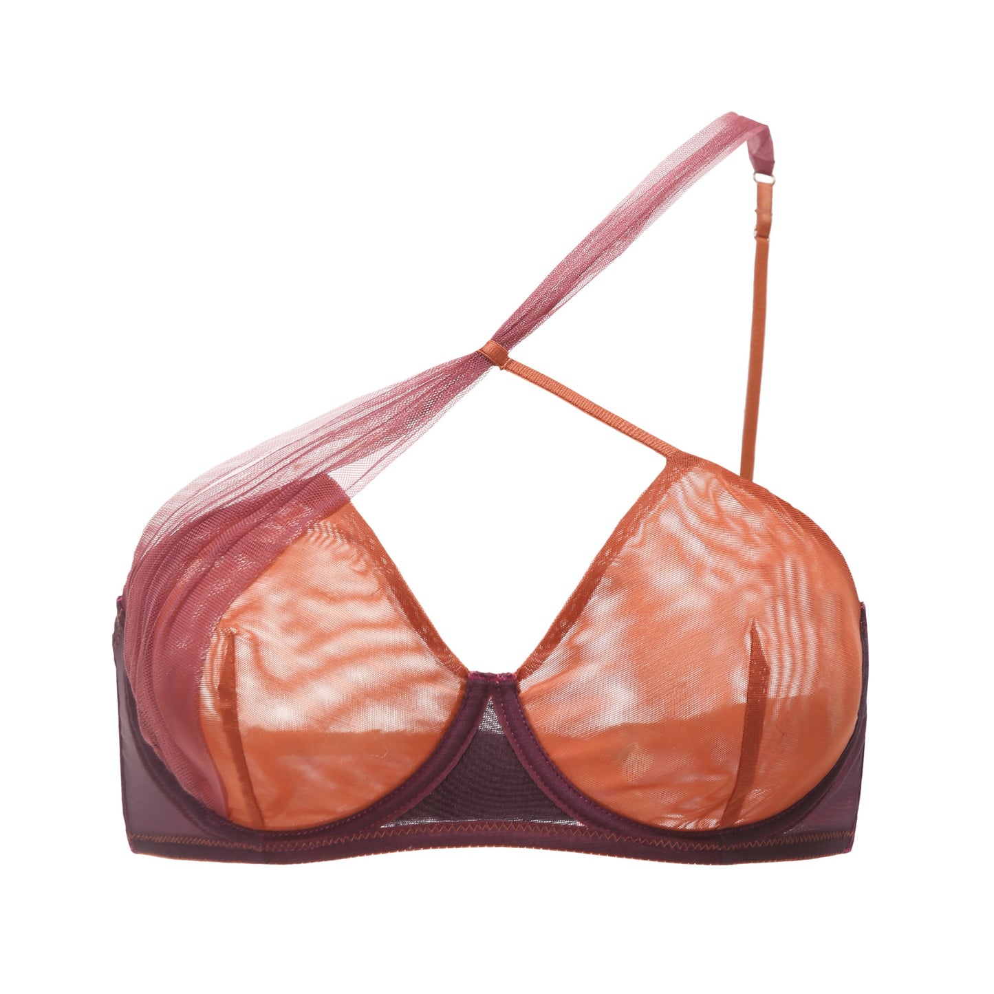 Asymmetrical Tulle Wired Bra